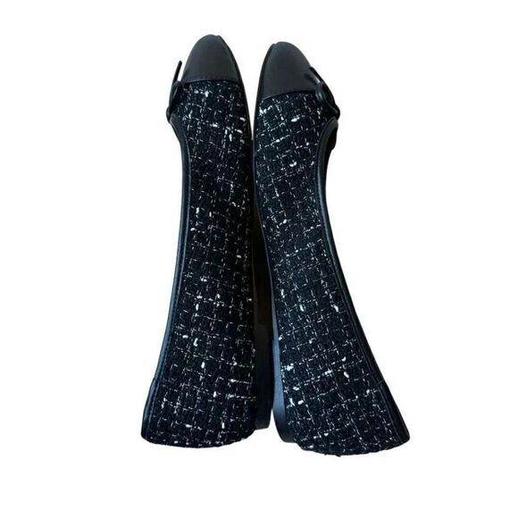 J Crew Black Tweed Ballet Classy  Flats Round Toe Bow Women’s Shoes Sz 8.5 - Picture 7 of 13